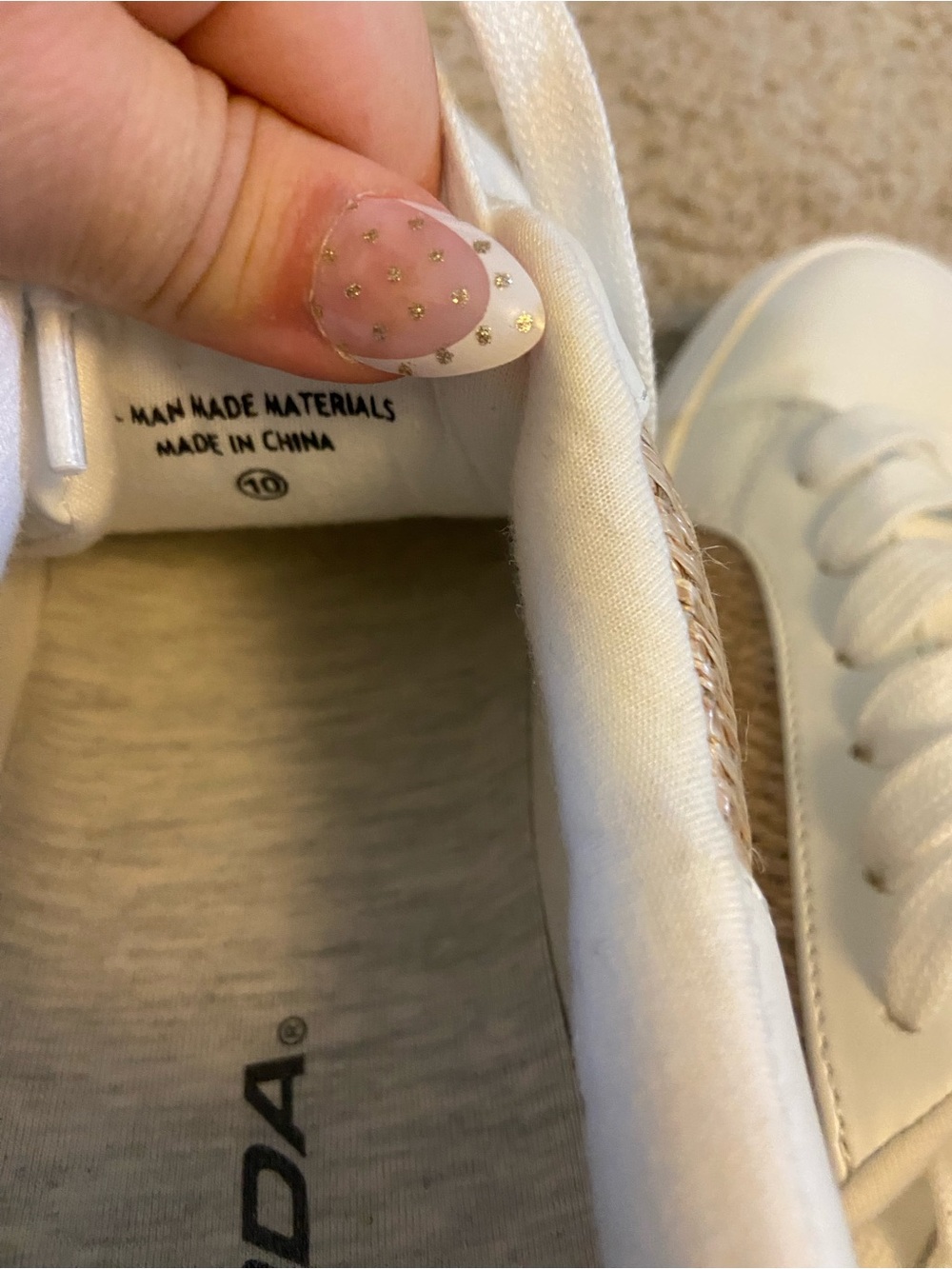 Lauriebelles Boutique Soda White Sneakers with Woven Tan Panels - Picture 4 of 4